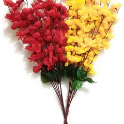 Artificial Blossomcombo for Flower Vase Home Flower Bunch, indoor outdoor Decor Pink, Yellow Peach Blossom Artificial Flower-33