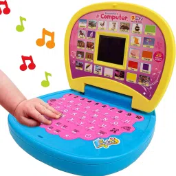 Educational Learning Kids Laptop, LED Display, with Music - Yellow-34