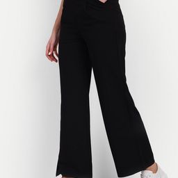 next one Women Loose Fit Black Lycra Blend Trousers-picture-21