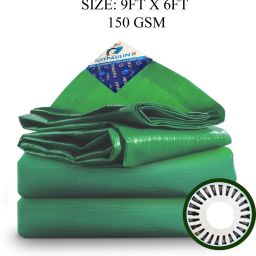 9FT X 6FT 150 GSM Green Tarpaulin Tent - For Truck body, Car, Bike, Grain Covers, Pond Liners-image-32