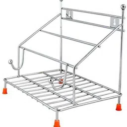 Chakla/Belan Kitchen Rack 4 in 1 Stainless Steel Chakla Belan Tawa Chimta Lighter (Only Stand Holder) KR29 Steel-image-68