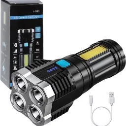 ® 2in1 OSL+COB LED Rechargeable Flashlight 4 Modes 5W Power Light with Indicator LED Front Light-image-54