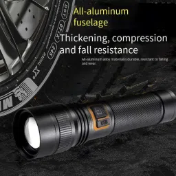 finaro Metal Led Light Long Range 1000 Meter|1 Km High Power Zoomable & Type-C Cable Torch image 4