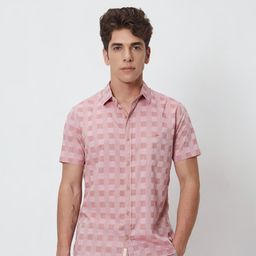 mufti Men Slim Fit Checkered Spread Collar Casual Shirt-picture-4
