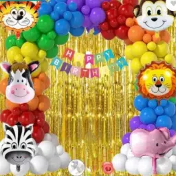 Solid jungle animal theme birthday party decorations items kit combo set kids children Balloon-picture-11