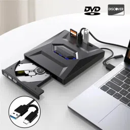 microware 5 in 1 External DVD Drive USB 3.0 Type C High Speed 5Gbps with Storage Card Slot External DVD Writer image 4