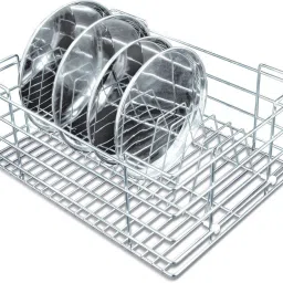Stainless Steel High Grade Stainless Steel Kitchen Thali Basket | Kitchen Organizer Rack | Modular Kitchen Cabinet (15W x 20D x 8H inches) | Storage Basket-image-23
