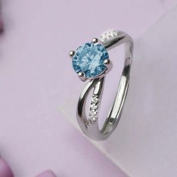 Silver Cubic Zirconia Rhodium Plated Ring-image-3
