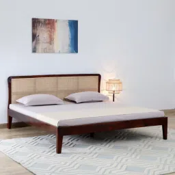 wakeup india Zen Cane & Sheesham Wood Queen Size Bed In Maharani Finish-picture-2
