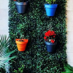 2 PCS Real Looking Artificial Vertical Green Wall mat for Roof Greenery Panels Green Gerbera Artificial Flower-27