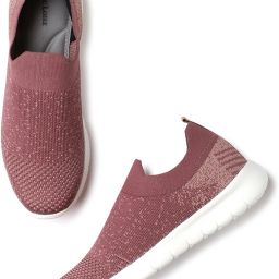 Women's Purple Woven Design Slip-On Sneakers Sneakers For Women-image-1