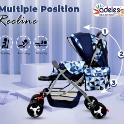 odelee Adjustable Backrest, 360° Swivel Wheel , Reversible Handlebar Baby Pram Stroller image 3