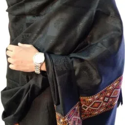 English Rose Wool Self Design Men, Women Shawl-image-15