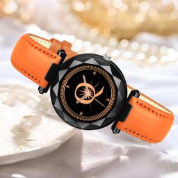 prominent letter 'Q' on its dial Orange Leather Casual,Formal,Party,Wedding Analog Watch - For Girls GEN-BK-ALPHA-Q-ORG-L-1-image-6