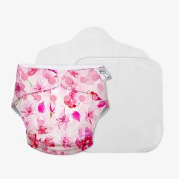 Freesize UNO - Washable Baby Nappy/ Cloth Diaper + 1 Organic Cotton Dry Feel pad +1 Booster Pad (Cherry Blossom)-image-77