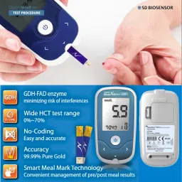 standard Gluconavii GDH Glucometer with 100 Strips & 100 SD Biosensor Safety Lancet - Glucometer image 3
