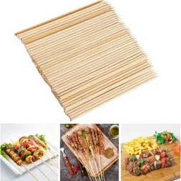 Wooden Sticks, Skewer for Grilling Seekh, Kabab 10 inch 300pcs. Disposable Bamboo Roast Fork, Fruit Fork Set-image-32