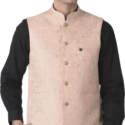 Men Woven Design Nehru Jacket-0