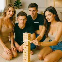 arovemic Classic Toy 39 Wooden Building Block Dominoes, Party Game, Tumbling Tower image 4