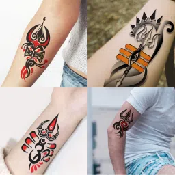 Mahakal Trishul With Om & Damroo Tattoo Sticker For Men And Women-13