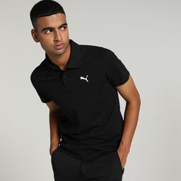 puma Men Solid Polo Neck Pure Cotton Black T-Shirt-picture-35