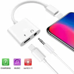 ENMORA White 2in1 Charging and Audio Cable Compatible for iPhone J76 Phone Converter-28