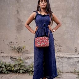 Red Women Sling Bag Sling Bag for women -Handmade Bags for Females - Vegan Leather and Indian Fabric-23