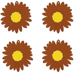 Sunflower Shape Anti-Skid Heat Resistant Tableware Mat/Coaster 14 Cm, Brown Trivet-picture-12