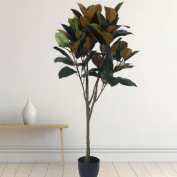Arick Decor 59 Inch Artificial Red Rubber Plant With Black Pot-picture-16