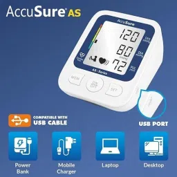 AccuSure Automatic AS series Blood pressure monitoring device with Adaptor (Works With Both Battery And Charger) Bp Monitor image 4