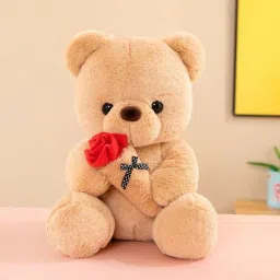 Soft Stuffed Huggable Teddy Bear with Rose Plush Toy for Kids - 10 cm-image-57