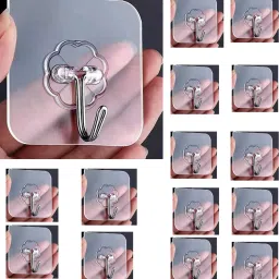 Transparent Heavy Duty Self-Adhesive Hooks, Waterproof No Drill, Stick-On Hooks Hook 15-11