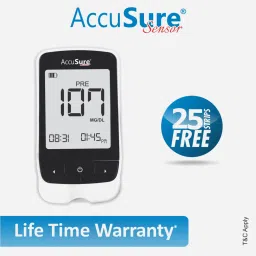 accusure SENSOR with 25 Strips Glucometer image 4