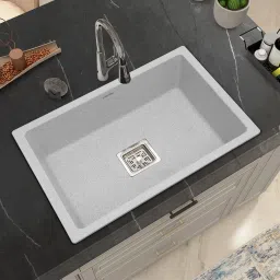 Granite Quartz Single Bowl Kitchen Sink with Real Stone Finish (24x18 inches) APS-2025 Under Counter Basin-image-98