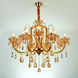 Antique Chandelier Acrylic Style Glass Metal Luxurious Jhumar With Bulb Chandelier Ceiling Lamp-image-9