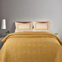 Saral Home Beige & Yellow 350 TC King Bedsheet With 2 Pillow Covers-image-61