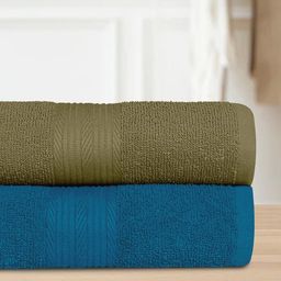 Bedspun Blue & Green 2 Pieces Quick Dry Terry Cotton Bath Towels-image-53