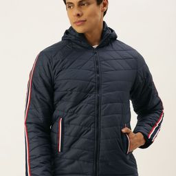 Campus Sutra Men Navy Blue Windcheater Outdoor Quilted Jacket-image-123