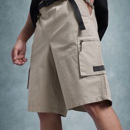 The Roadster Life Co. Men Relaxed Fit Pure Cotton Cargo Shorts with Buckle Closure-image-31