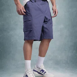 The Roadster Life Co. Men Relaxed Fit Pure Cotton Cargo Shorts with Buckle Closure-image-53
