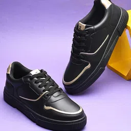 HRX by Hrithik Roshan Women Black & Gold-Toned Lace-Up Lightweight Sneakers-image-73