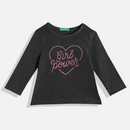 United Colors of Benetton Girls Typography Printed T-shirt with Glittery Effect-image-23