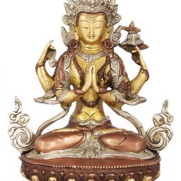 Exotic India Gold Toned Religious Brass Buddhist Statue Showpiece-image-40