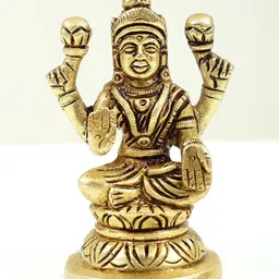 Exotic India Goddess Lakshmi Sitting on Pedestal Statue Showpiece-image-72