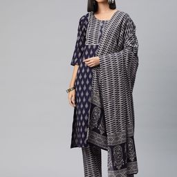 Readiprint Fashions Printed Thread Work Pure Cotton Kurta with Trousers & Dupatta-24