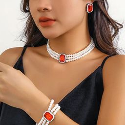 Shining Diva Fashion Sliver Plated Artificial Stones Studded & Pearls Beaded Jewellery Set-17