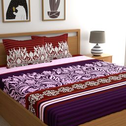 My Room Purple & Maroon Ethnic Motifs 140 TC Queen Bedsheet with 2 Pillow Covers-picture-10