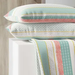 Layers Zen Green & White Striped 225 TC King Bedsheet with 2 Pillow Covers-image-37