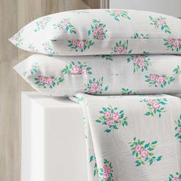 Layers Zen Grey & Green Floral 225 TC Double Bedsheet with 2 Pillow Covers-image-65