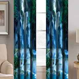 BELLA TRUE Blue & Black Set of 2 Quirky Room Darkening Window Curtain-image-63